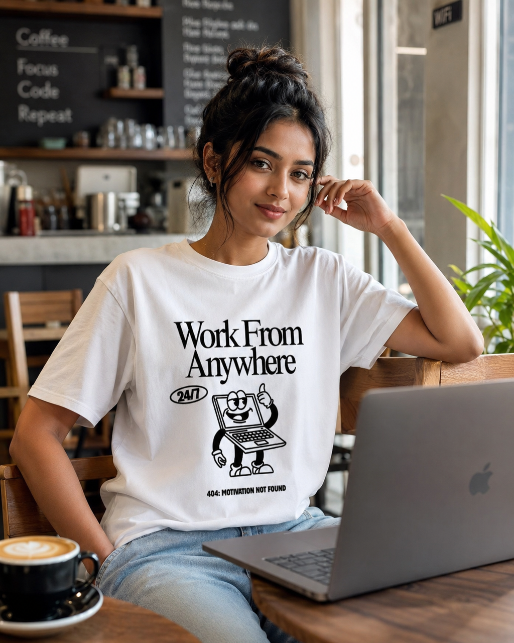 Work From Anywhere T-Shirt | 404 Motivation Not Found Unisex Crew Tee