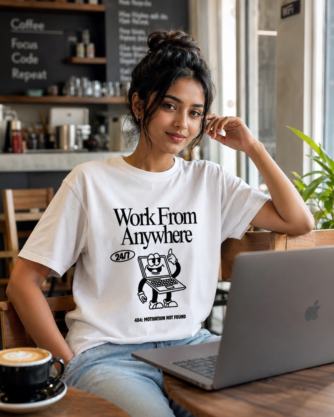 Work From Anywhere T-Shirt | 404 Motivation Not Found Unisex Crew Tee