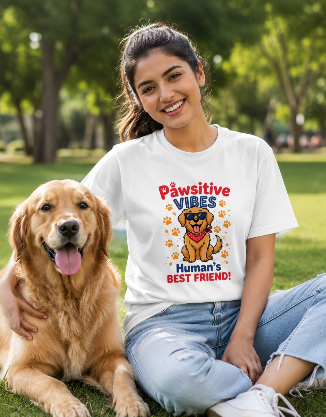 Pawsitive Vibes T-Shirt | Human's Best Friend Dog Lover Tee