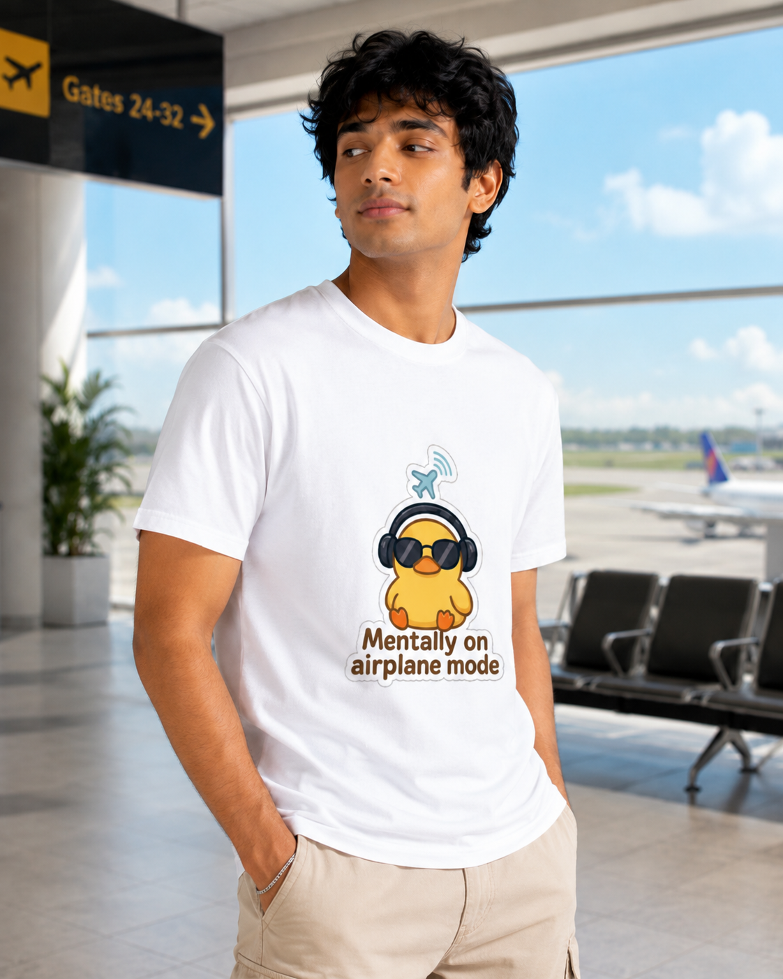 Mentally On Airplane Mode T-Shirt | Funny Travel Graphic Tee | TevarWear