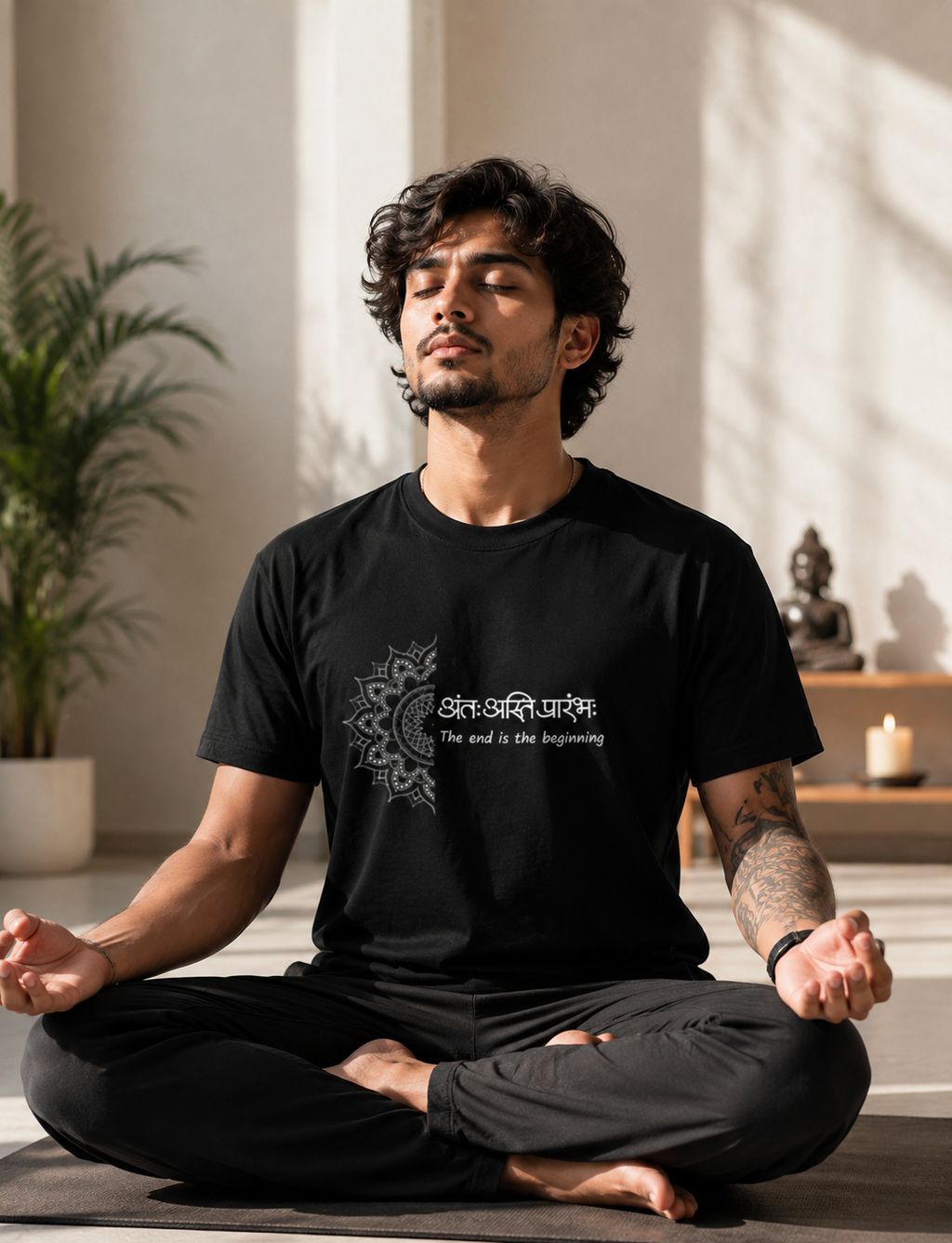 The End Is The Beginning Sanskrit Mandala T-Shirt