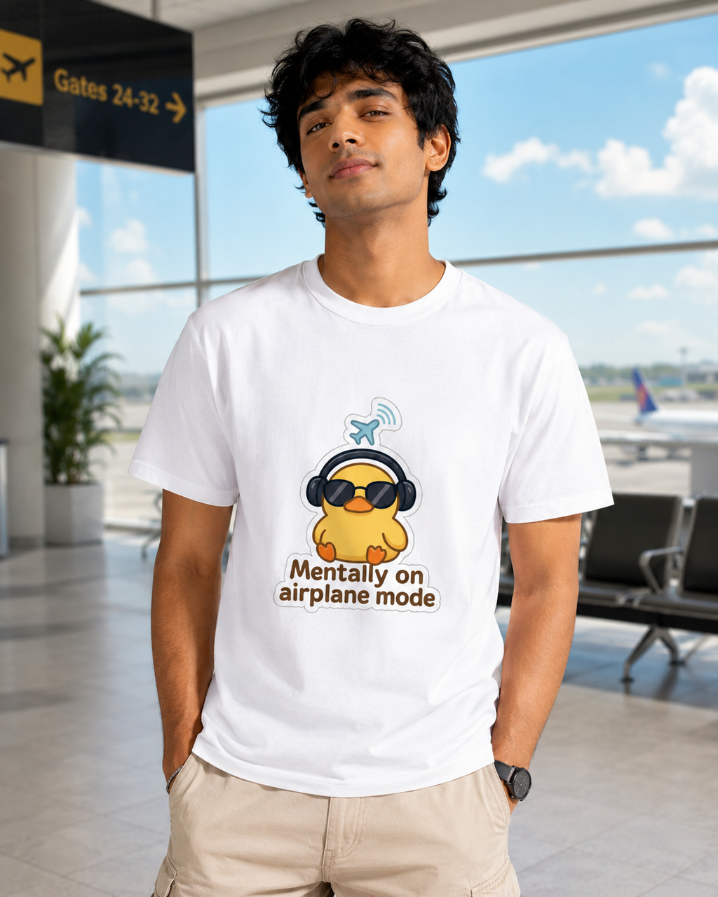 Mentally On Airplane Mode T-Shirt | Funny Travel Graphic Tee | TevarWear