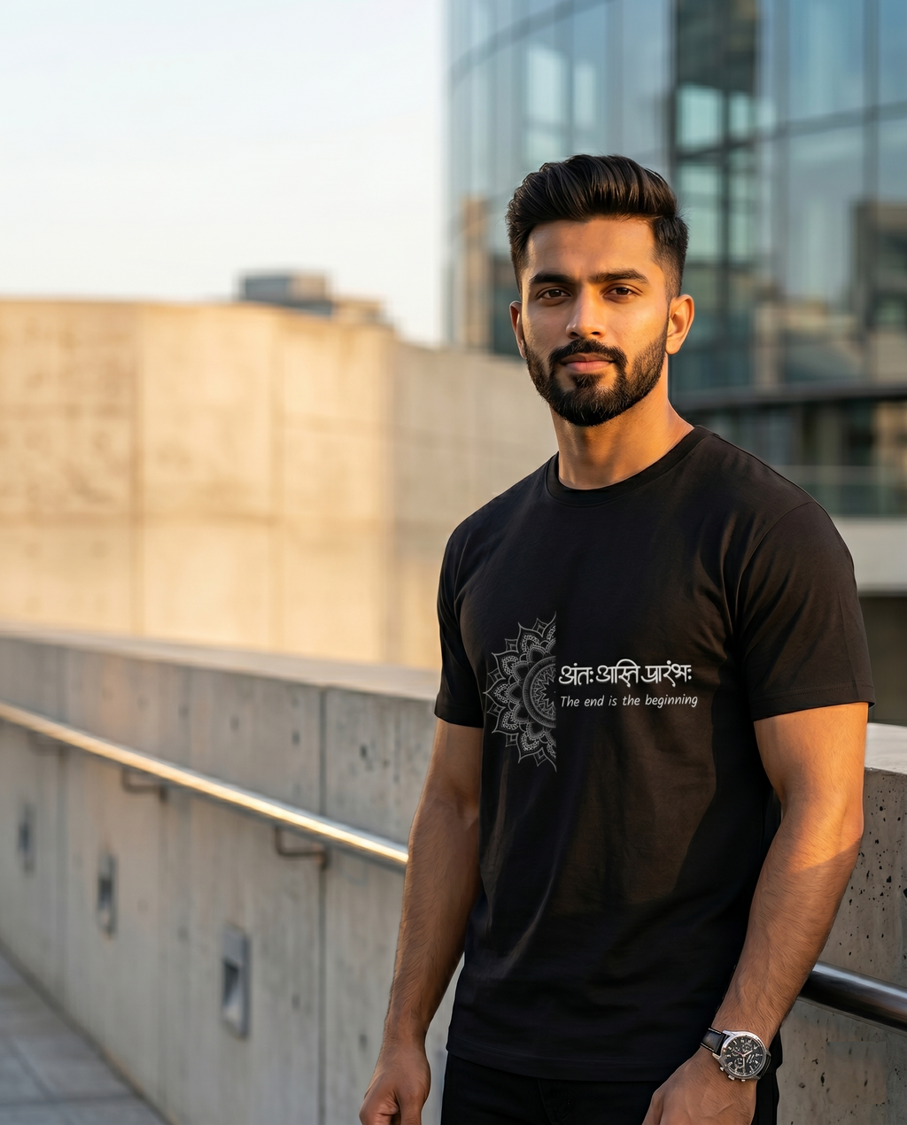 The End Is The Beginning Sanskrit Mandala T-Shirt