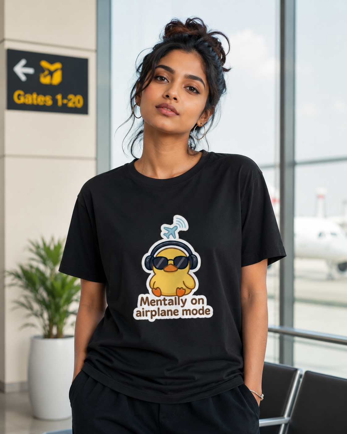 Mentally On Airplane Mode T-Shirt | Funny Travel Graphic Tee | TevarWear