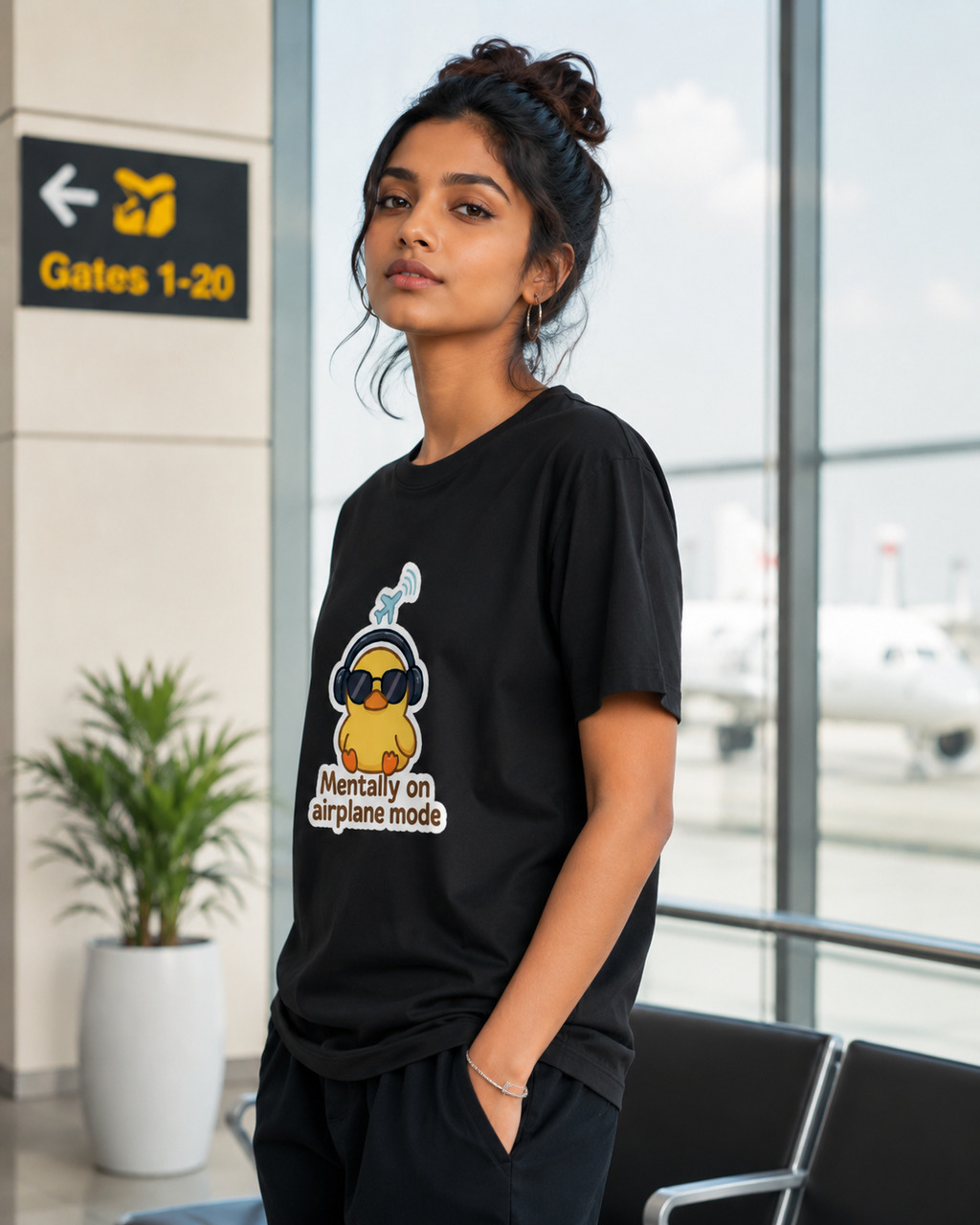 Mentally On Airplane Mode T-Shirt | Funny Travel Graphic Tee | TevarWear